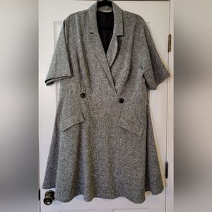 ESHAKTI double breasted gray tweed dress 24W/3X POCKETS